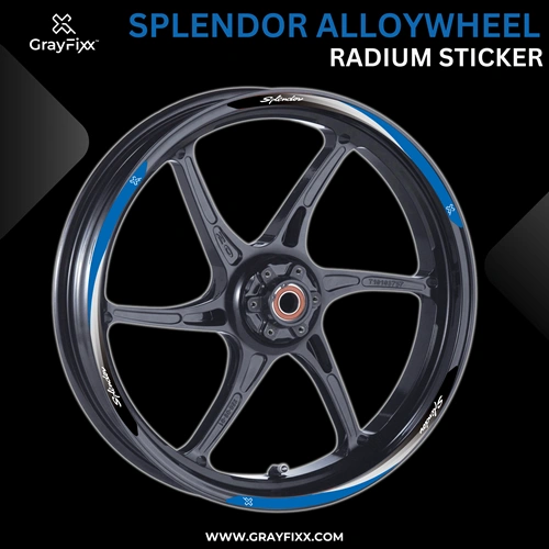 Alloy Wheel Radium Sticker for Splendor | Made in Premium Radium with FPF (Fade Protection Film), Waterproof, Precut Sticker, Pack Of 12